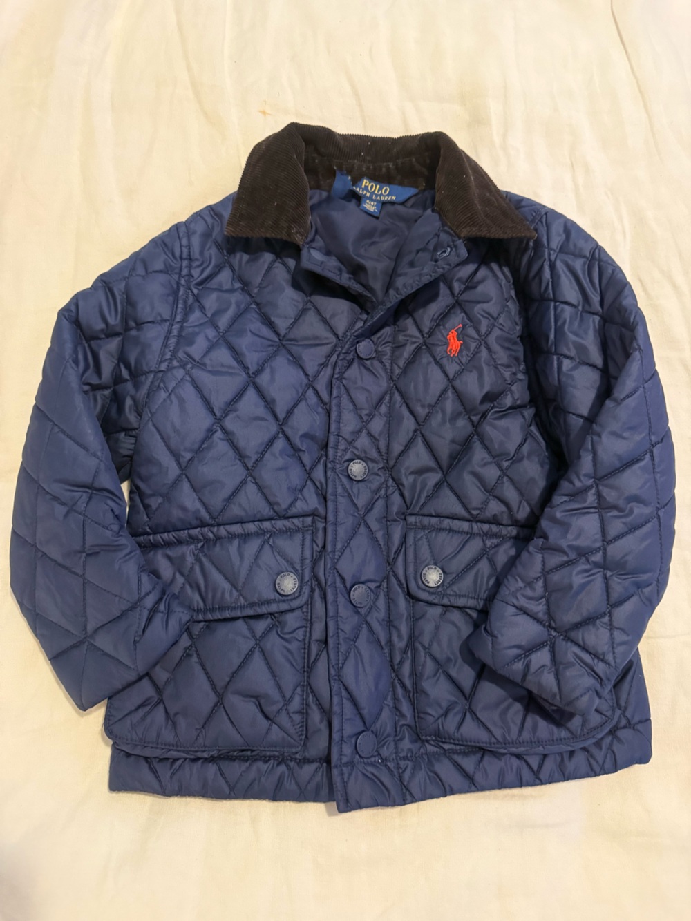 Polo by Ralph Lauren Navy Quilted Kids Jacket EUC G000